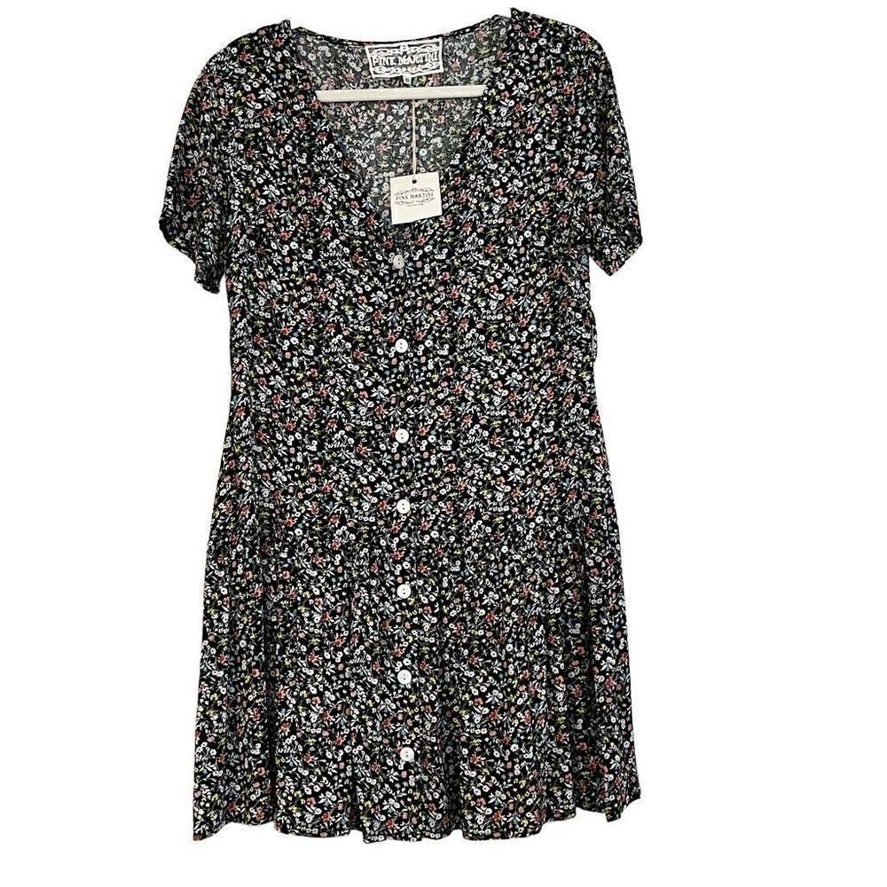 NWT Pink Martini Floral Aubrey Dress Black XS
